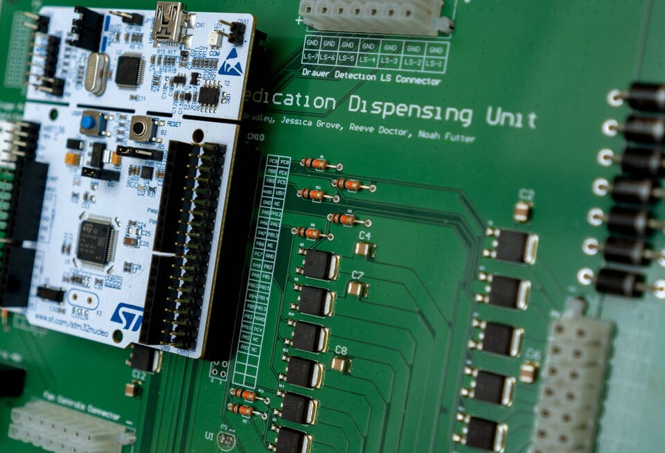 Circuit board for the enclosure that is at the heart of the simulation